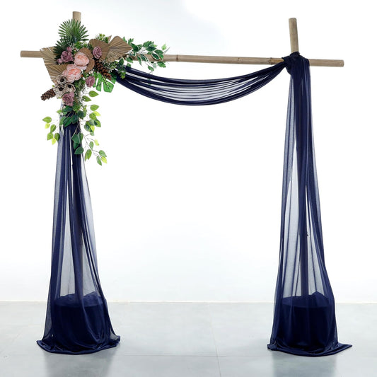 VDS Pack of 1 Panel (30 Inch X 30 Feet) Wedding Arch Draping Fabric Sheer Chiffon Fabric Drapery for Wedding Ceremony Reception Swag Backdrop Canopy Chuppah ARBO Altars Decoration (Navy Blue)