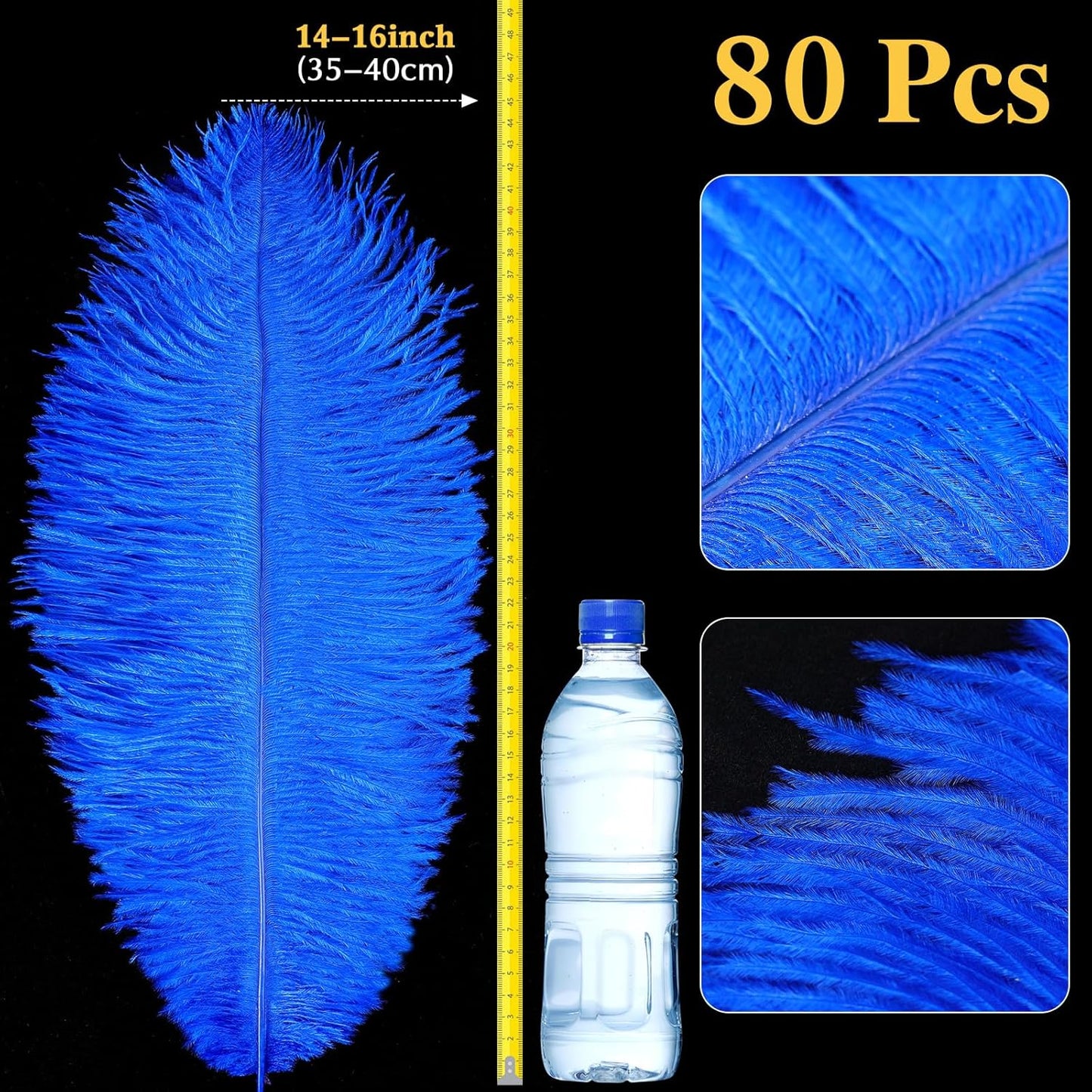 80 Pcs Large Natural Ostrich Feathers Plumes 14-16 Inch Bulk for DIY Crafts Wedding Party Centerpiece Vase