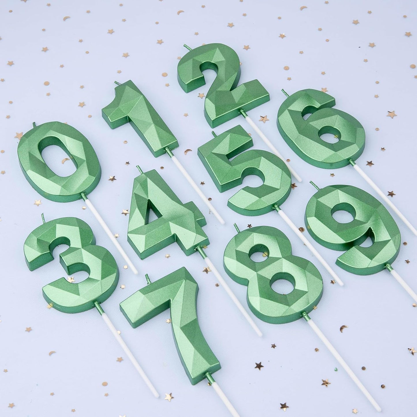 PHD CAKE 2.76 Inch Crystal Green 5 Number Cake Candle, Numeral Birthday Candles, Green Number Candles, Party Celebration