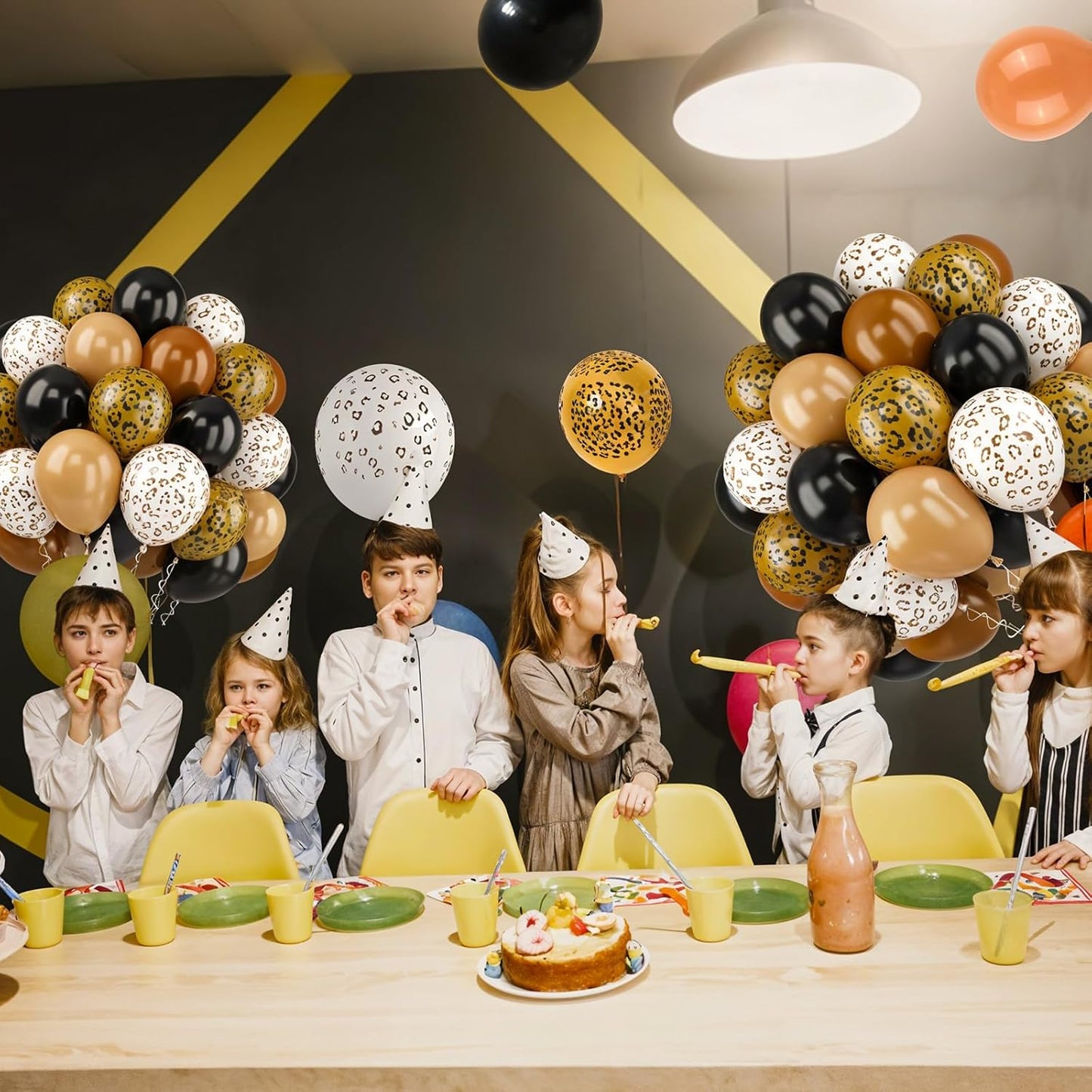 Cheetah Print Balloons, 52 PCS Black Brown Balloons, Black Brown White Cheetah Theme Balloons, Animal Party Decorations for Birthday Baby Shower Animal Leopard Themed Party Decoration