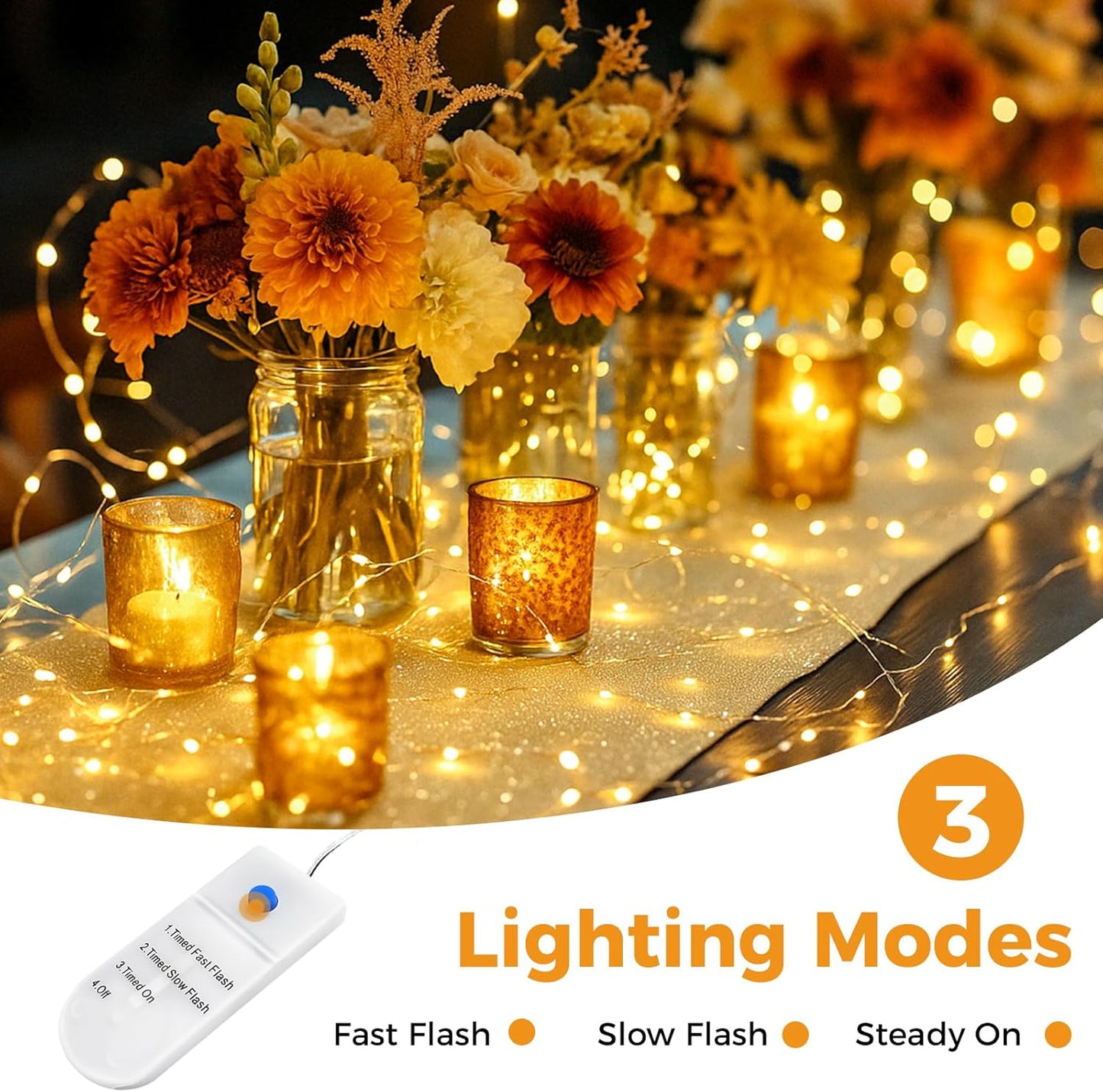 btfarm 6 Pack Fairy Lights Battery Operated with Timer, 2M 20 LED Mini String Lights Waterproof, 3 Modes Silver Wire Small Fairy Light for Jars Bottle Vases Christmas Table Decoration, Warm White