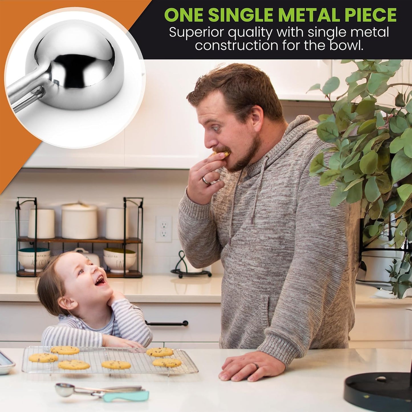 Spring Chef Medium #40 Stainless Steel Cookie Scoop for Baking, Multifunctional Kitchen Food Scooper with Trigger Release, 1.7 Tablespoon Melon Scooper - Dishwasher Safe Meatball Scoop - Mint