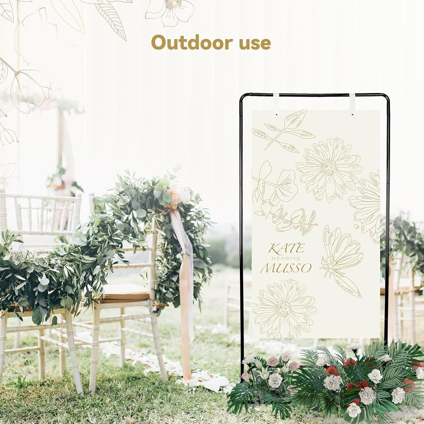 Wedding Sign Holder, Adjustable Welcome Sign Stand w/ Leather Hanging Strap, Satin Ribbon & Carry-on Bag, Heavy Duty Easel Stand for Wedding Seating Chart, Display & Poster