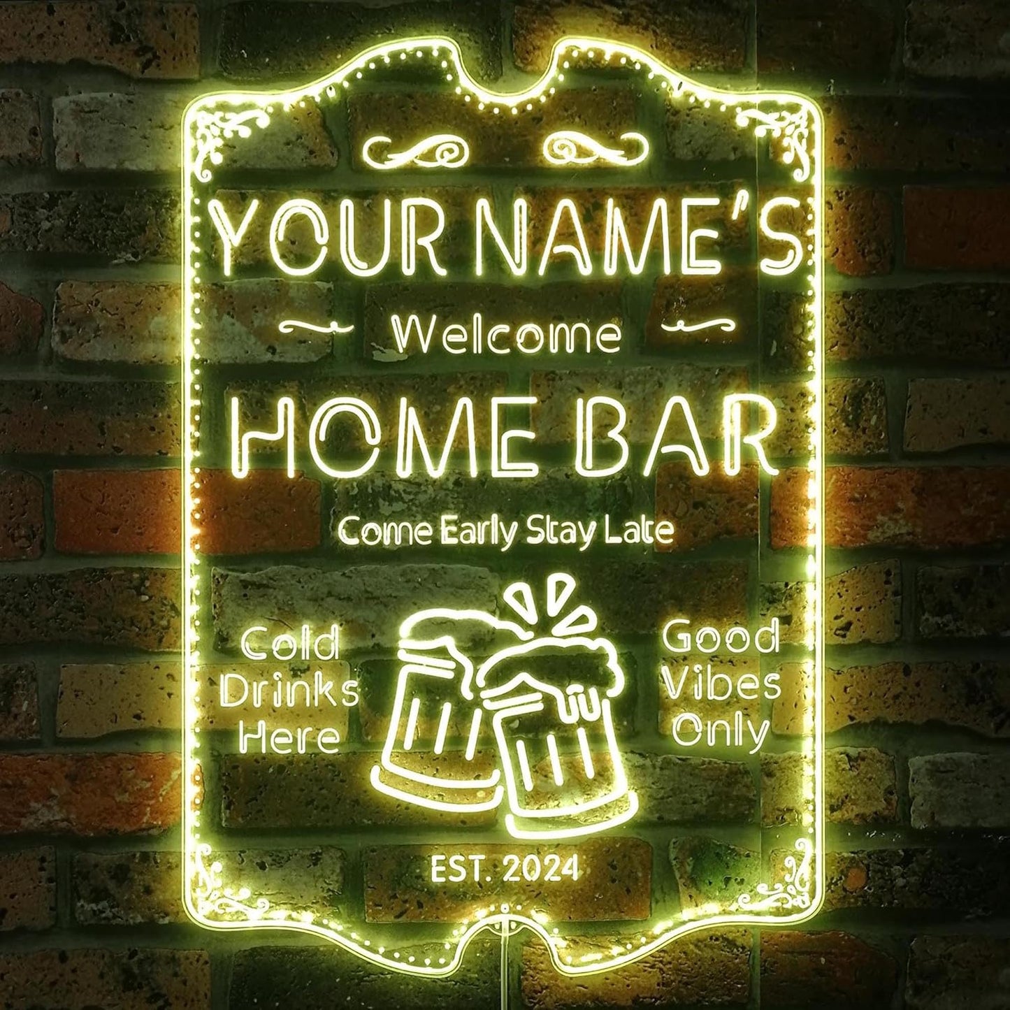 ADVPRO Personalized Your Name Home Bar RGB Dynamic Glam LED Sign - Cut-to-Edge Shape - Smart 3D Decoration - Multicolor Signage st06s32-fnd-p11a-tm-c