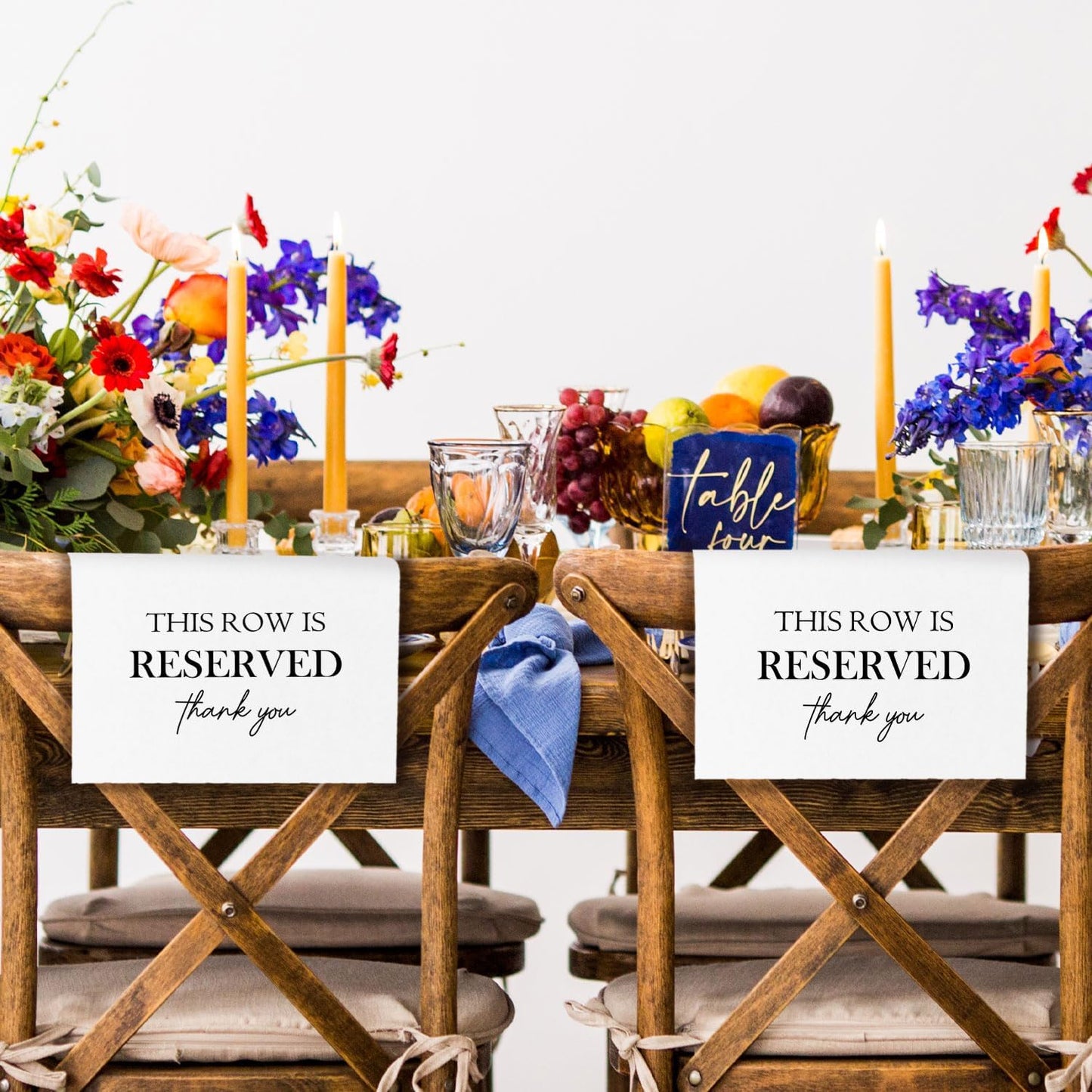 Reserved Seating Chair Signs, This Row Is Reserved Pew Cloths Seating Placeholder for Church Pews, Wedding Decorations for Reception Parties Celebrations Event Meetings (8 PCS, White)