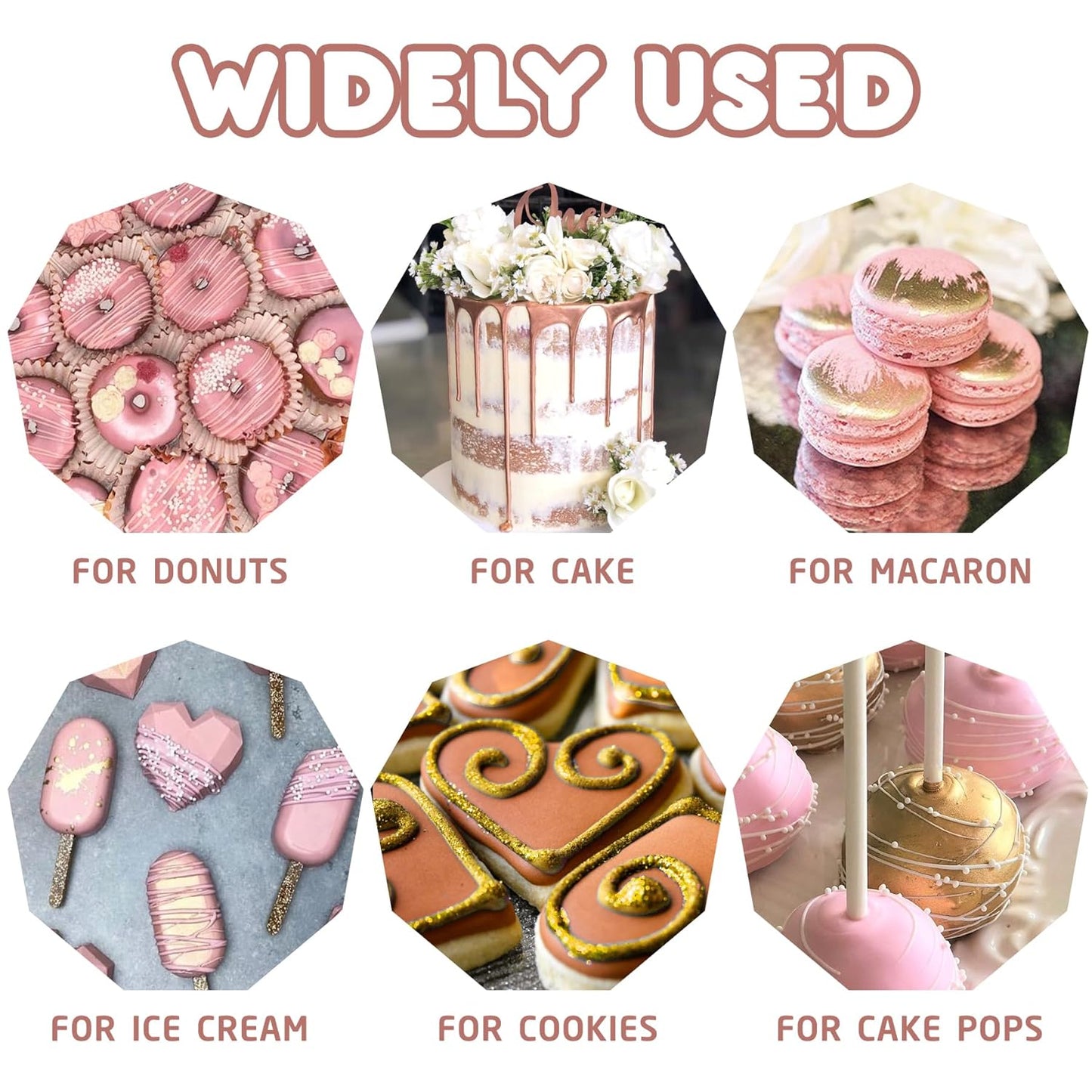 Edible Glitter Paint - 2 fl.oz Food Grade Metallic Glitter Cake Paint for Cake Decorating, Baking, Cupcakes - Shimmer Art Decorative Liquid Edible Paint Food Coloring for Fondant, Donuts (Pink)