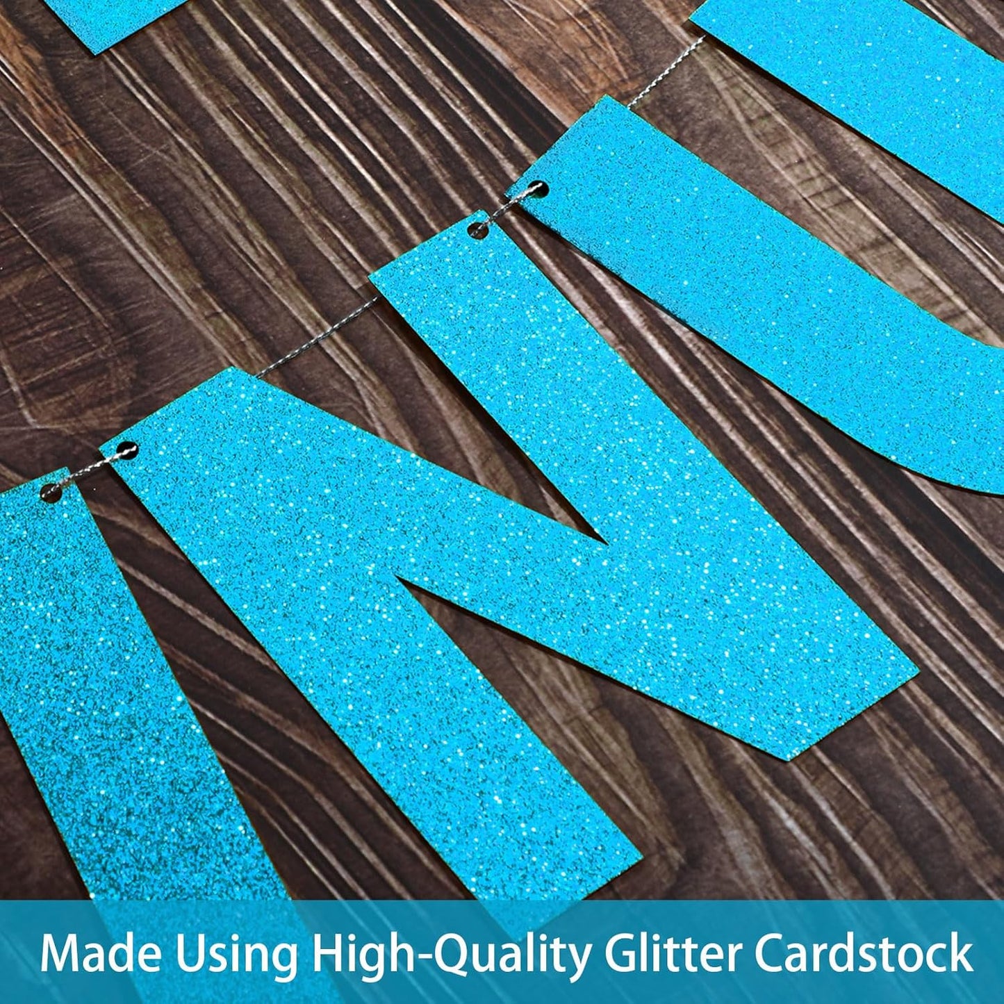 TaoBary 112 Pcs DIY Letter Custom Banner Glitter Customizable Banner Kit Including 107 Letters and Numbers 3 Rope for Valentine Birthday Party(Baby Blue)