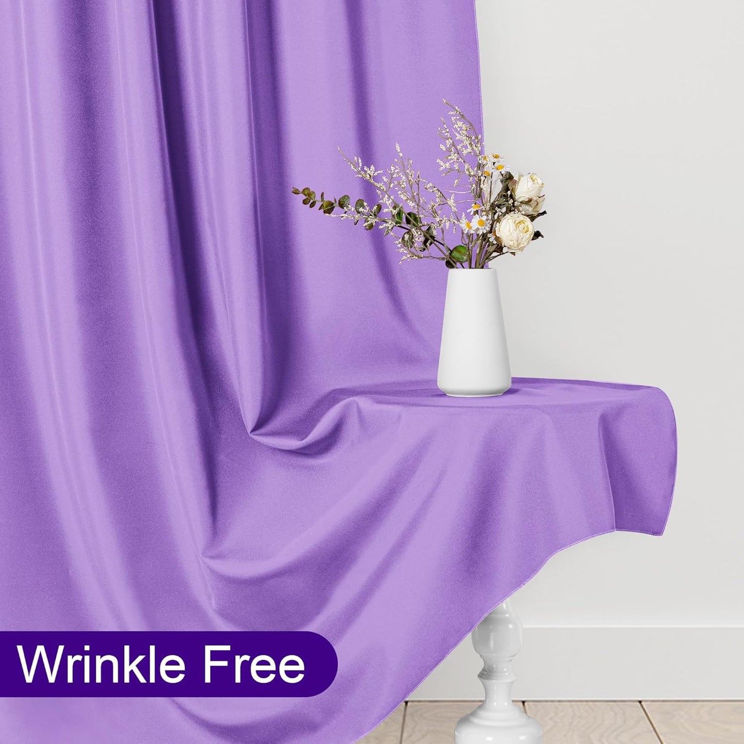 DWCN 10x7 FT Backdrop Curtains for Parties, Photography Backdrop Drapes with Rod Pockets for Wedding Decorations Stage Birthday Family Gatherings, 2 Panels 5ft x 7ft, Lavender