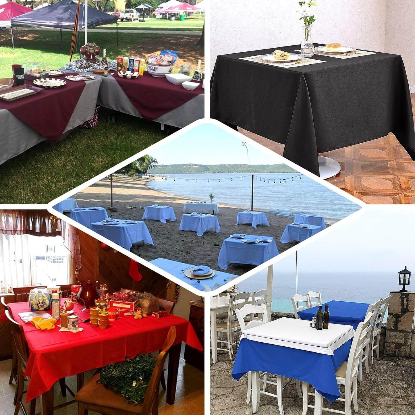 Efavormart 70" Square Linens RED Wholesale Linens Polyester Square Linen Tablecloth for Wedding Banquet Party Restaurant