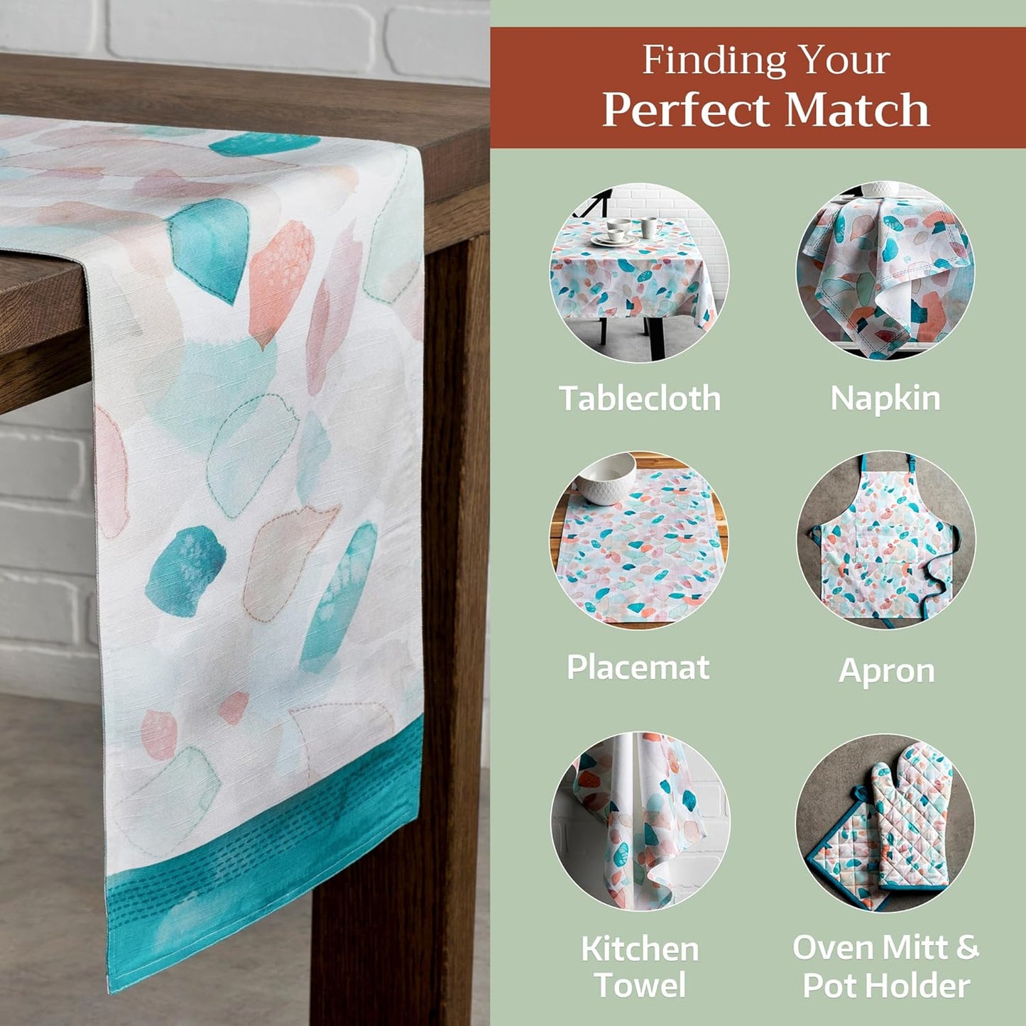 Maison d' Hermine Table Runner 100% Cotton Double Layer Table Runners 108 inches Long Decorative for Home Kitchen Dining Party Wedding Bridal Shower Spring Summer (Summer Picnic, 14.50" x 108")