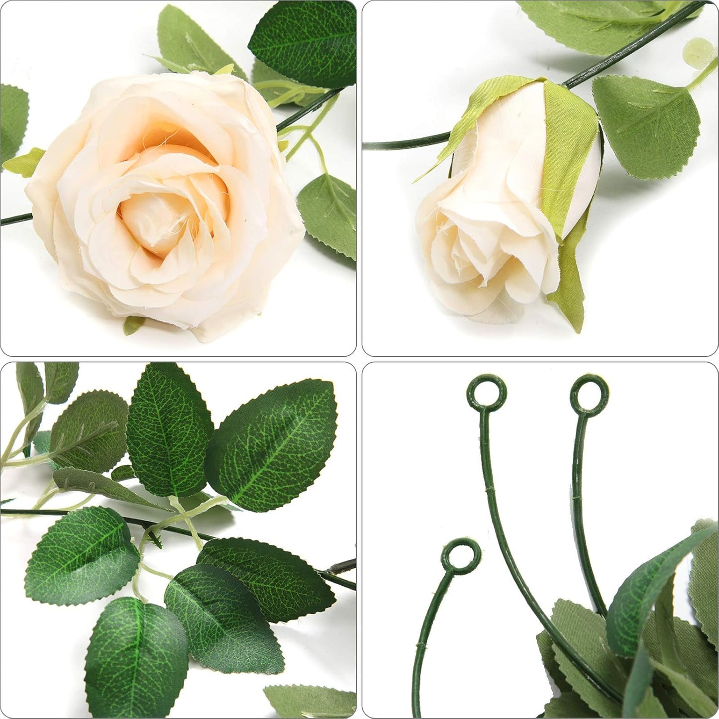 U'Artlines 3 Pack Artificial Champagne Rose Vines Floral Garlands Total 19.5 Ft Fake Vine Silk Flower Garland for Indoor Outdoor Home Wedding Arch Garden Wall Decoration