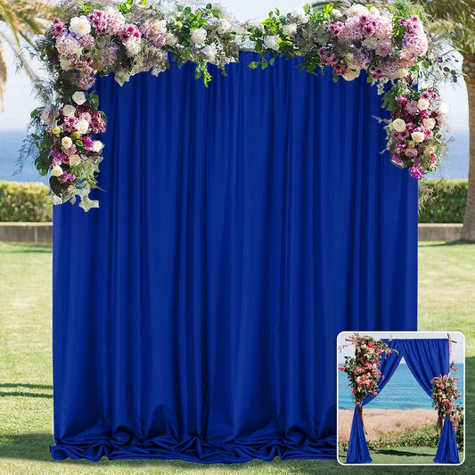10ft x 8ft Royal Blue Backdrop Curtains for Party Stage Wedding Ceremony Light Filtering Curtains Photography Backdrop for Baby Showers Rod Pocket Home Sliding Door Decoration, 5ft x 8ft, 2 Panels