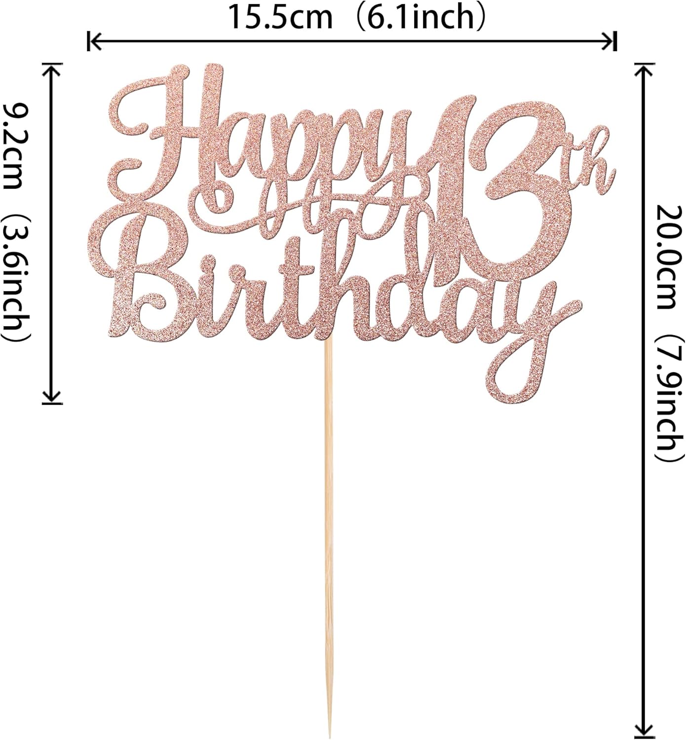 1 PCS Happy 13th Birthday Cake Topper Glitter Cheers to 13 Years Birthday Cake Pick Official Teenager 13 Fabulous Cake Decoration for Happy 13th Birthday Theme Party Decorations Supplies Rose Gold