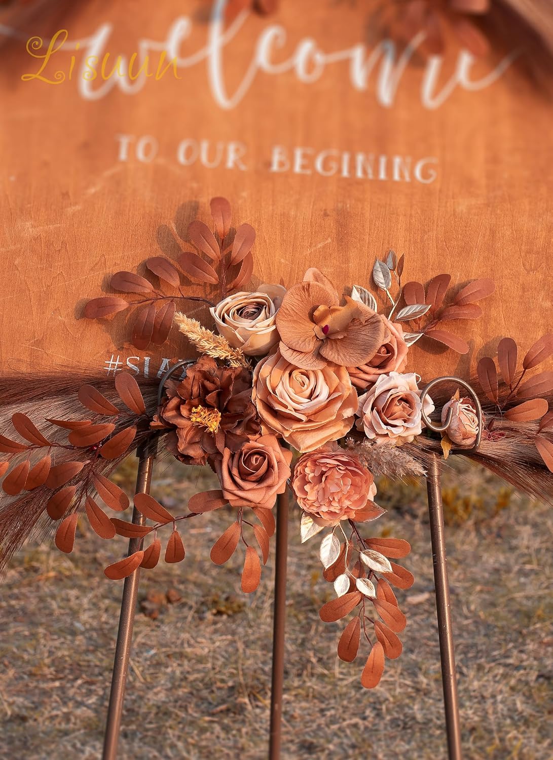 Wedding Arch Flowers, Artificial Flowers for Reception Backdrop and Welcome Ceremony Sign, Large Flower Swag for Dreamy Romantic Wedding Ceremony Floral Decor - Pack of 2