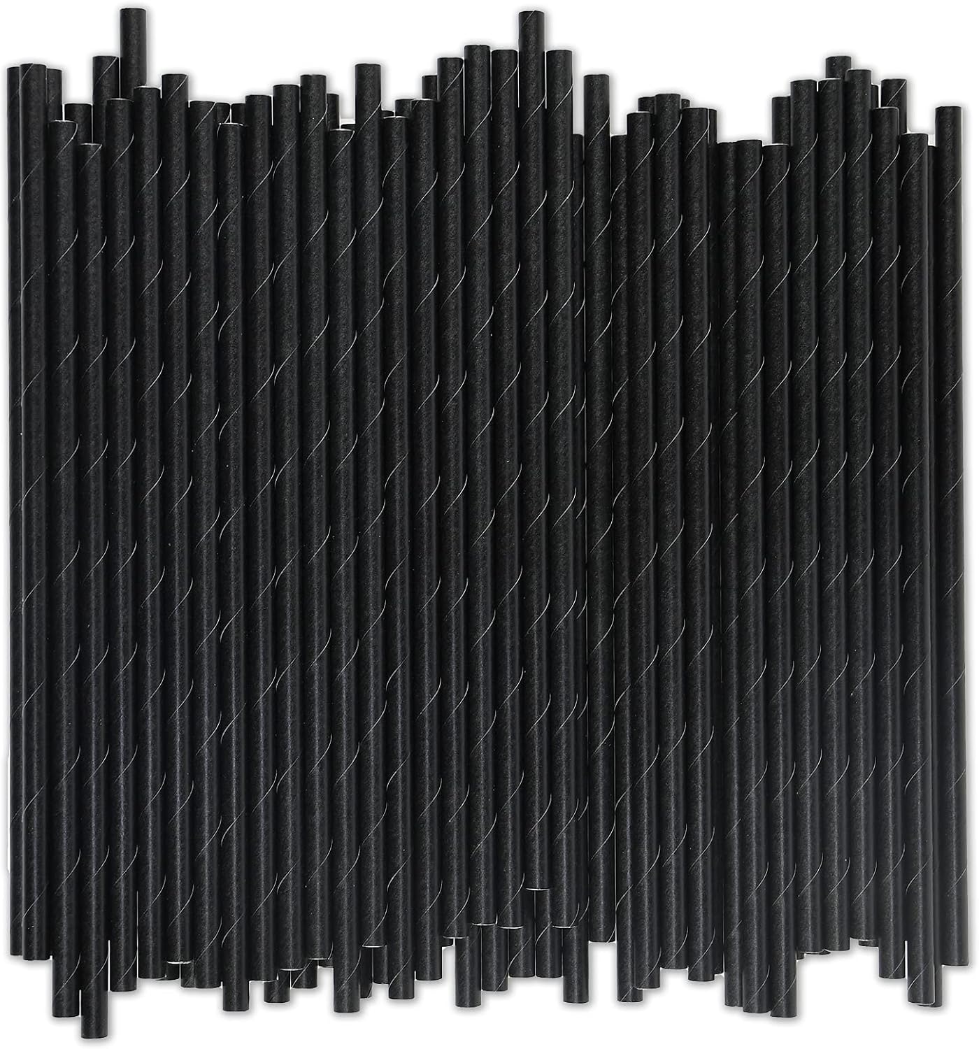 Black Paper Straws 1000 Count - 7.75" x 0.24", 100% Biodegradable & Compostable, Disposable Drinking Straws Bulk - Cocktail, Bars, Restaurants
