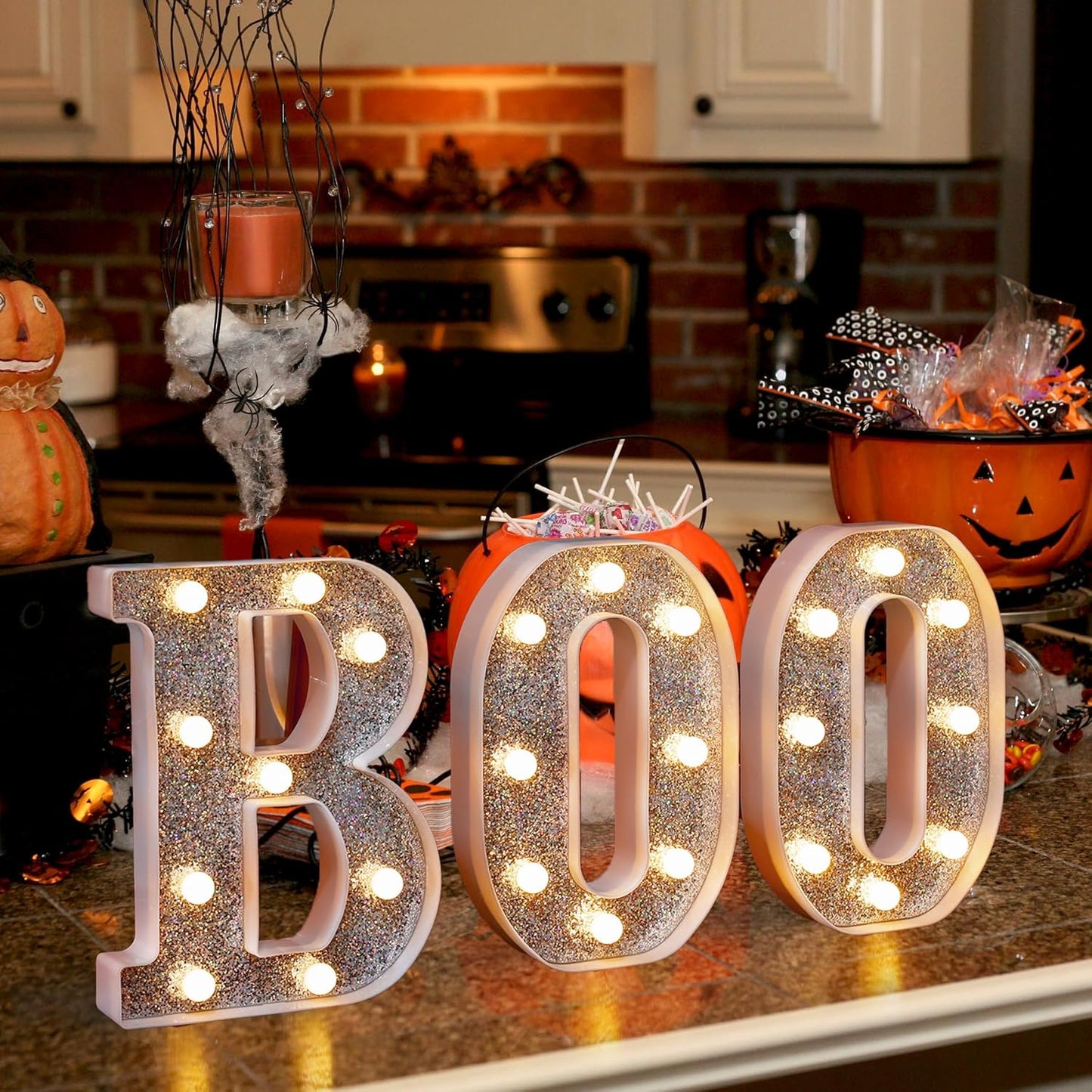 Marquee Light Up Letters, Glitter Silver LED Letter Lights Battery Powered Alphabet Letter Sign for Night Light Wedding Birthday Party Cafe Bar Decoration Girls Room Decor - Number 5