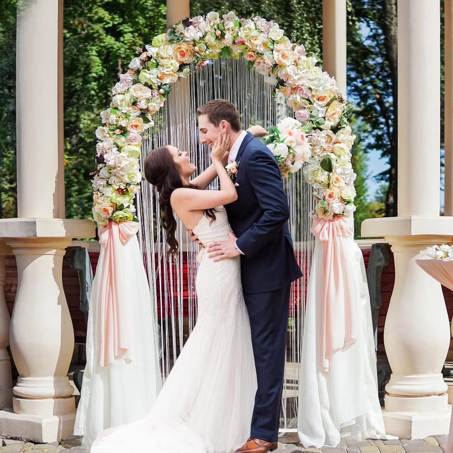 Putros Metal Arch Backdrop Stand 6.6FT White Wedding Backdrop Stand Square Arch Frame for Birthday Party Bridal Baby Shower Ceremony Decoration