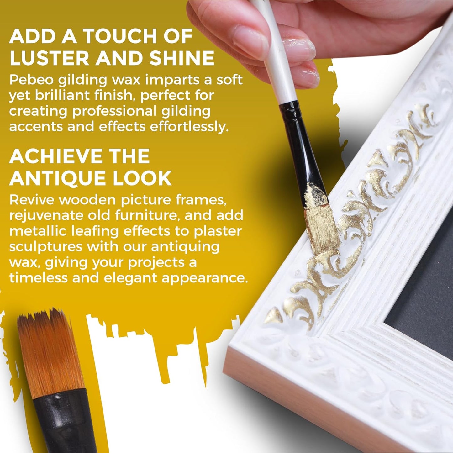 Pebeo Gilding Wax 30ml – Silver Gilding Wax for Crafting, Antiquing Wax for Crafts and Professional Finishing – Gilding Wax for Wood, Metal, Glass, and More Bundled with Moshify Application Brushes