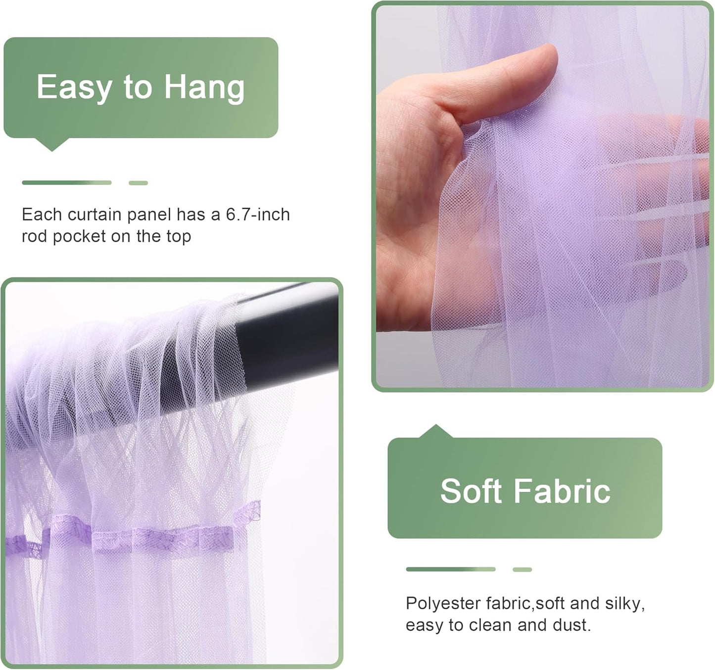 Tulle Backdrop Curtain with Lights String 10FT X 10FT Lavender Sheer Tulle Backdrop Curtains for Wedding Birthday Party Reception Photo Booth Background Decorations (2 Panels 5x10FT)