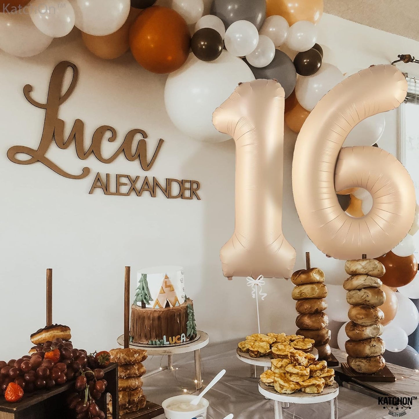 KatchOn, Giant Caramel 16 Balloon Numbers - 40 Inch | Sweet 16 Party Decorations | 16th Birthday Decorations for Party | Cream Number 16 Balloons | Sweet 16 Balloons, Sweet 16 Birthday Decorations