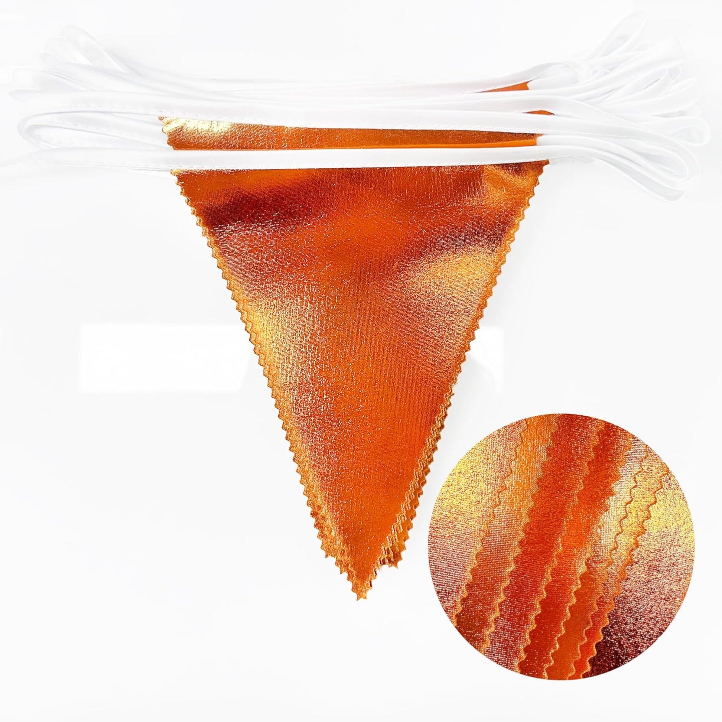 Orange Party Decorations Metallic Fabric Triangle Pennant Banner Flag Bunting Garland for Fall Autumn Thanksgiving Graduation Birthday Wedding Bridal Shower Baby Shower Anniversary Party Supplies