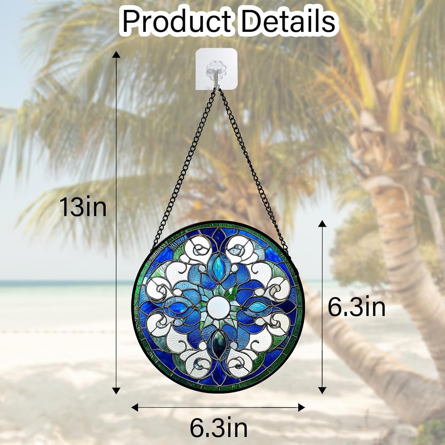 Stained Glass Window Hanging, Boho Style Sun Catchers Diamond Glass Panel Hangings Tiffany Suncatcher Decor for Birthday for Women, Men, Wife, Aunt, and Mom 6.3 in