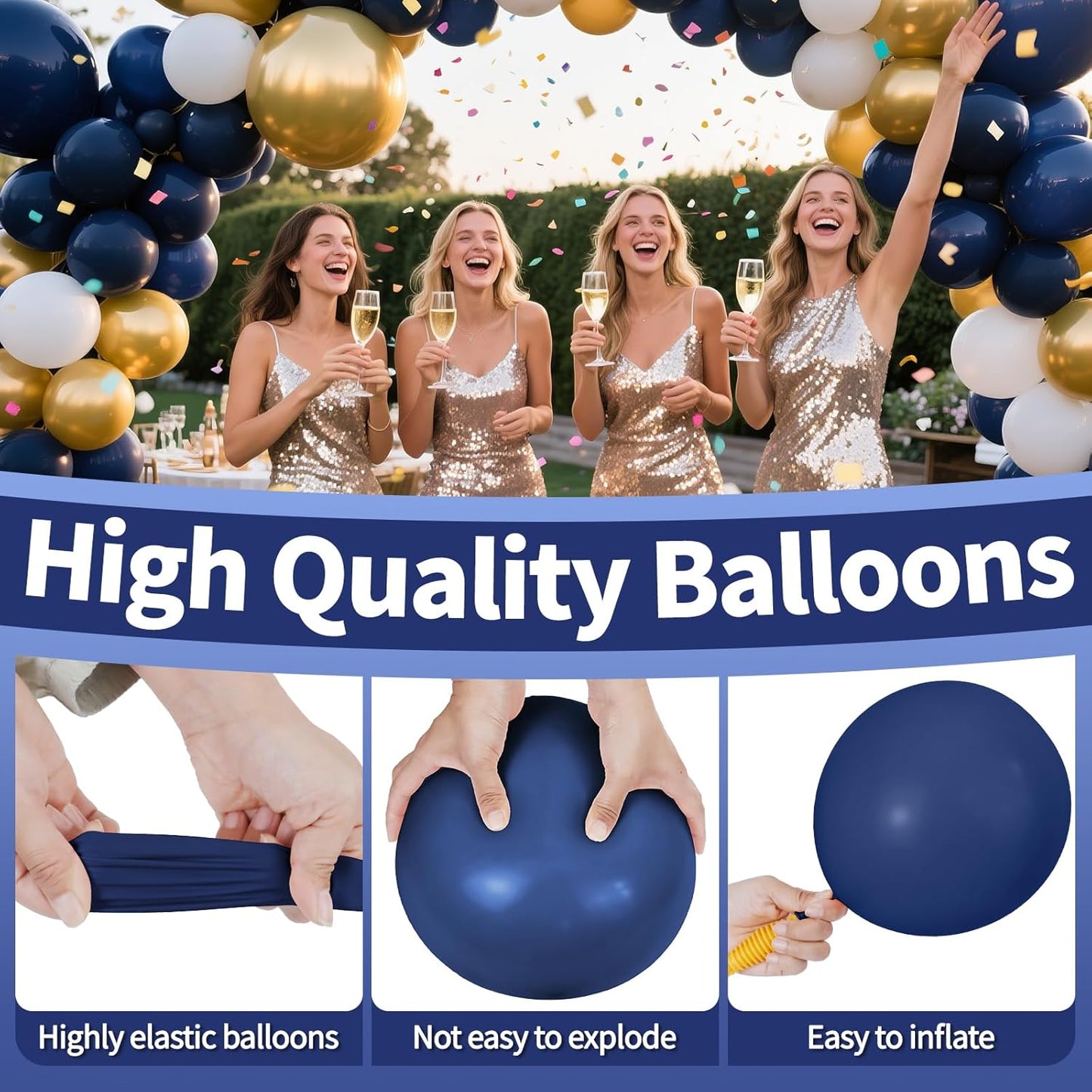 KAWKALSH Navy Blue Balloon 12 Inch, 110pcs Latex Party Balloons Helium Bright Color for Birthday Baby Shower Wedding Party Supplies Arch Garland Decoration
