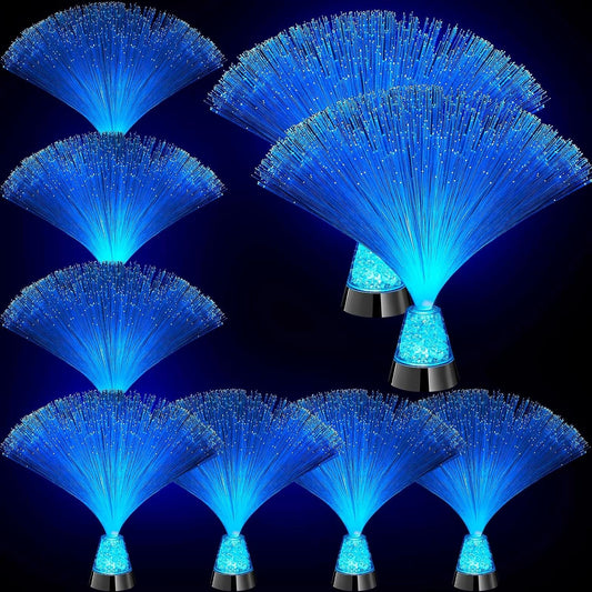 Patelai 10 Pcs LED Fiber Optic Lamp Color Changing Fiber Optic Night Light with Multicolor Glow Decorative Table Centerpiece for Sensory Bedroom Halloween Party Holiday Decorations (Novel,Blue)