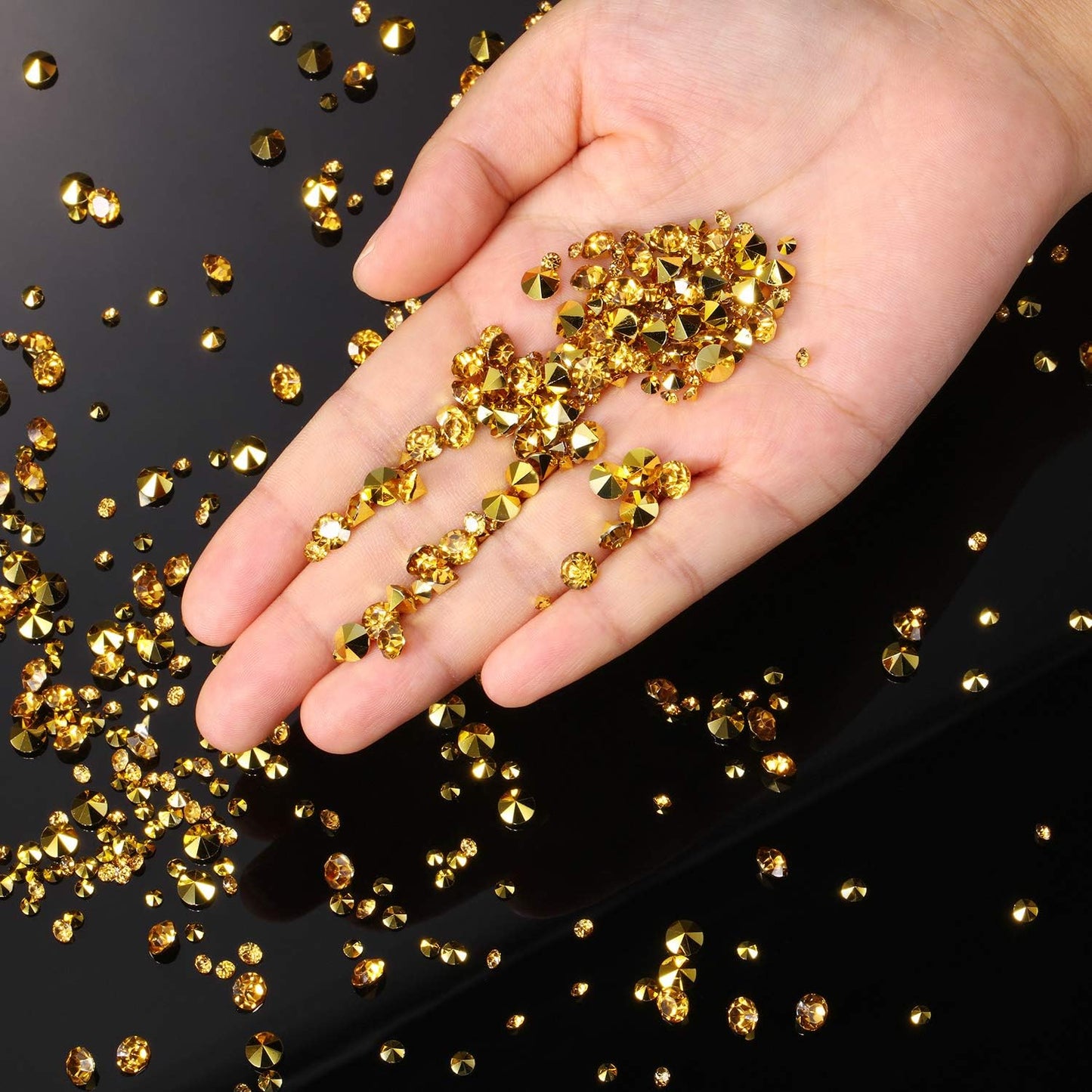 10000 Clear Wedding Table Scatter Confetti Crystals Acrylic Diamonds Rhinestones for Table Centerpiece Decorations Wedding Decorations Bridal Shower Decorations Vase Beads (Gold, 3 mm, 6 mm and 10 mm)