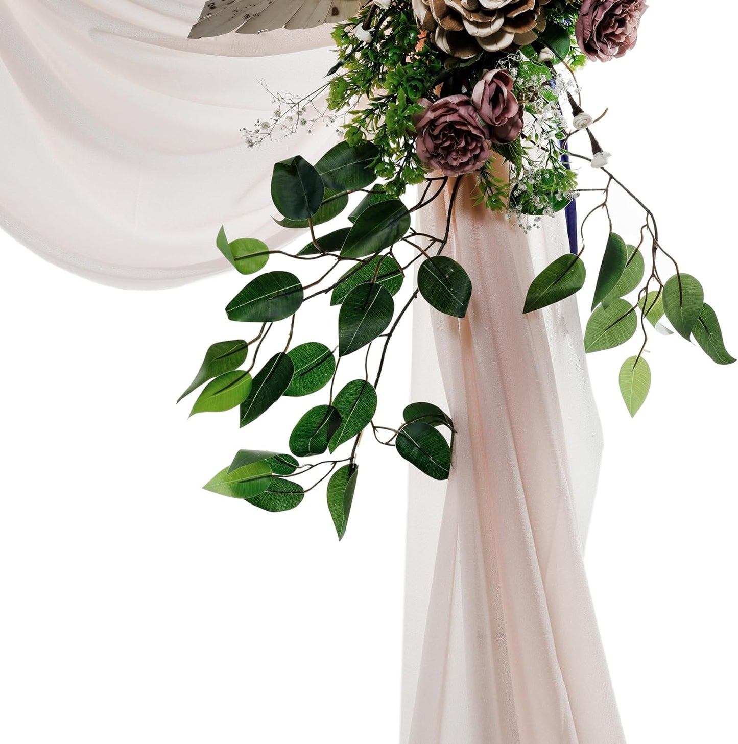 VDS Pack of 2 Panel (30 Inch X 40 Feet) Wedding Arch Draping Fabric Sheer Chiffon Fabric Drapery for Wedding Ceremony Reception Swag Backdrop Canopy Chuppah ARBO Altars Decoration (Nude)