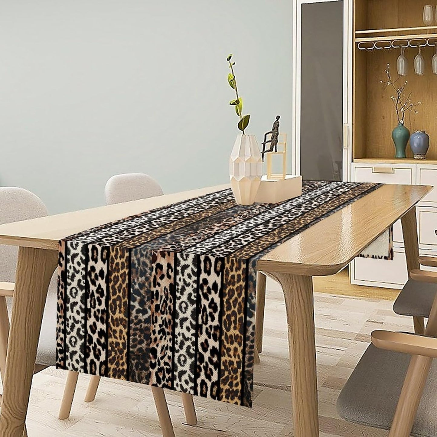 Cow Patchwork Print Table Runner, Country Farm Animal Fur Skin Farm Safari Wildlife Pattern Table Runner for Dinner Dinning Home Kitchen Living Room Party Holidays Setting, 13x70 Inch