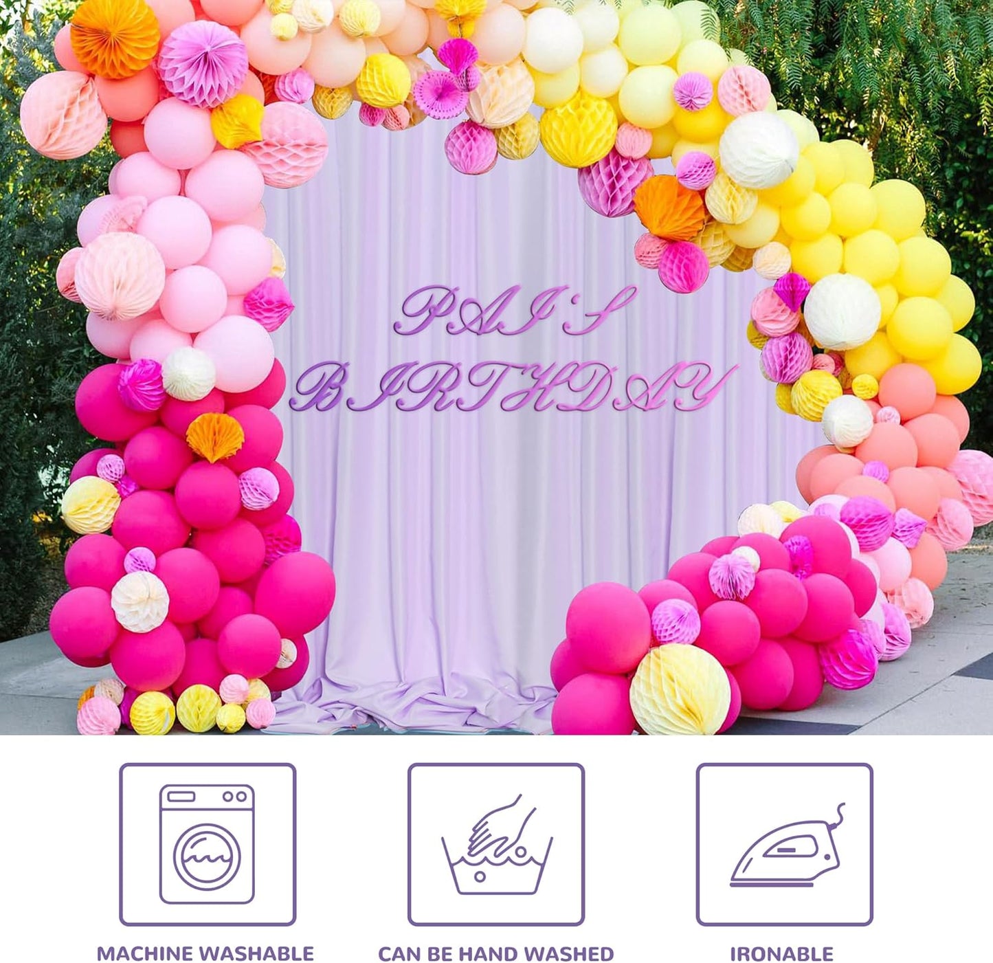 MEETSKY 10ft x 8ft Light Purple Backdrop Curtain for Parties Wedding Photo Background Rod Pocket Curtains Backdrop Drapes Home Decoration for Birthday Party Baby Shower Photoshoot, 5ft x 8ft, 2 Panels