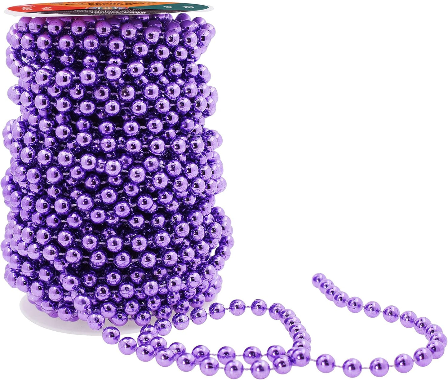 Mandala Crafts 8mm Faux Purple Pearl Beads Roll - 20 Yards Strand of Fake Pearls Chain Garlands Spool String for Christmas Tree, Wedding, Party, Vases, DIY Decoration