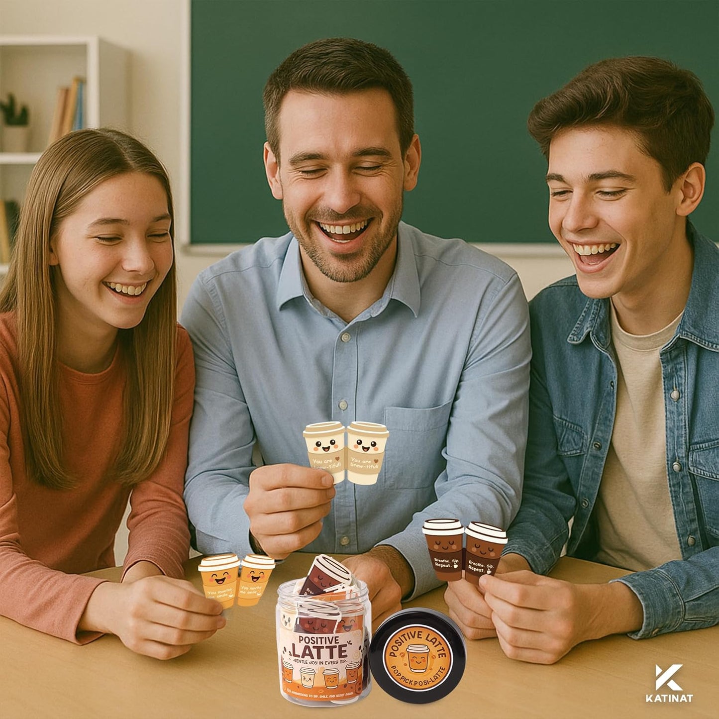 Positive Latte Affirmation Jar – 60pcs Cute Emotional Support Lattes – Coffee Gifts for Women, Men– Birthday Gift, White Elephant Gift for Coworker, Boss, Nurse, Teacher, Teens, Back to School Gifts