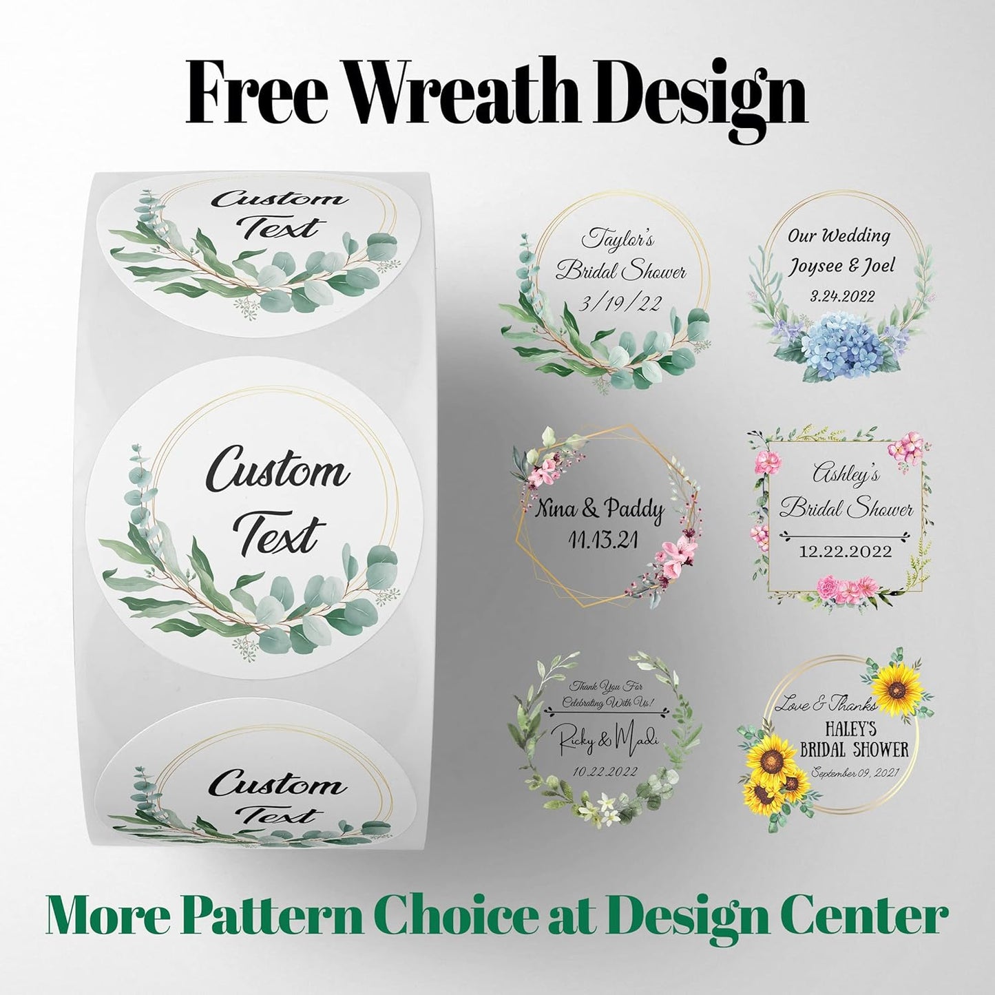 150 Custom Circle/Square BOPP Roll Labels- Personalized Stickers for Business Logo, Party, Wedding Favor, Baby Shower-Any Design Text + Image, Matte/Gloss Finish (1.5 Inch Square)