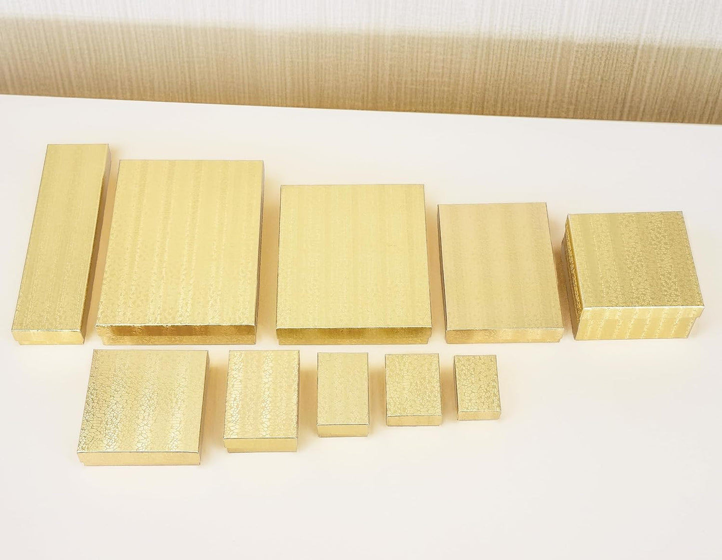 TheDisplayGuys - 25-Pack #53 Kraft Paper Cardboard Gift Boxes/Jewelry Cases w. Cotton Padding & Lid - Gold Foil - (5.4" x 3.9" x 1.0")