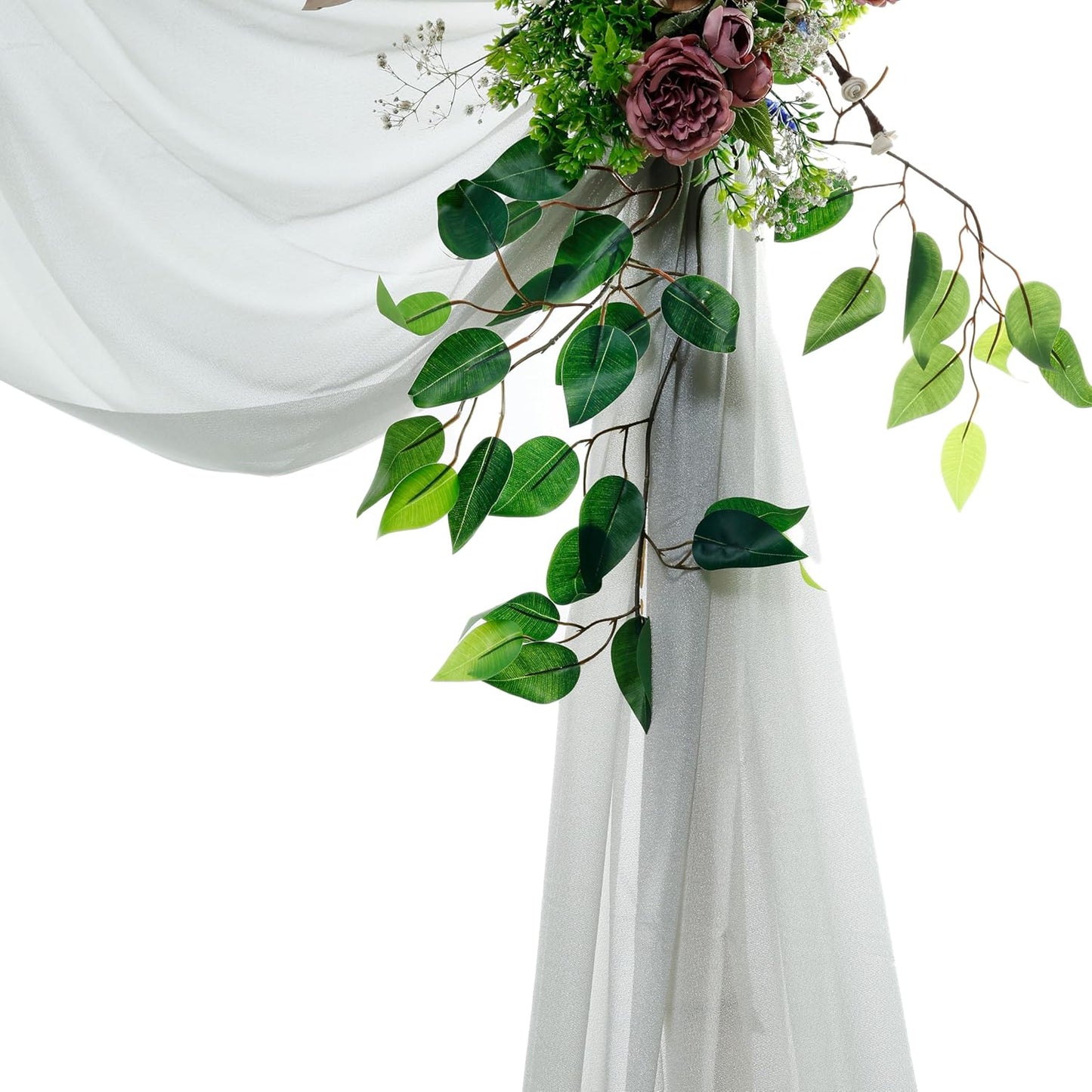 VDS Pack of 2 Panel (30 Inch X 50 Feet) Wedding Arch Draping Fabric Sheer Chiffon Fabric Drapery for Wedding Ceremony Reception Swag Backdrop Canopy Chuppah ARBO Altars Decoration (Grey)