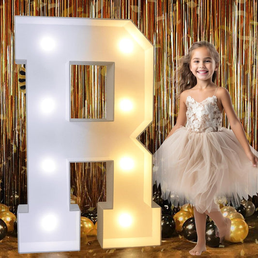 Pooqla 3FT Marquee Light Up Letters, LED Big Mosaic Marquee Letters 3 Feet, Giant LED Sign for Balloons Birthday Anniversary Wedding Party Decoration, Cool White and Warm White Letter R