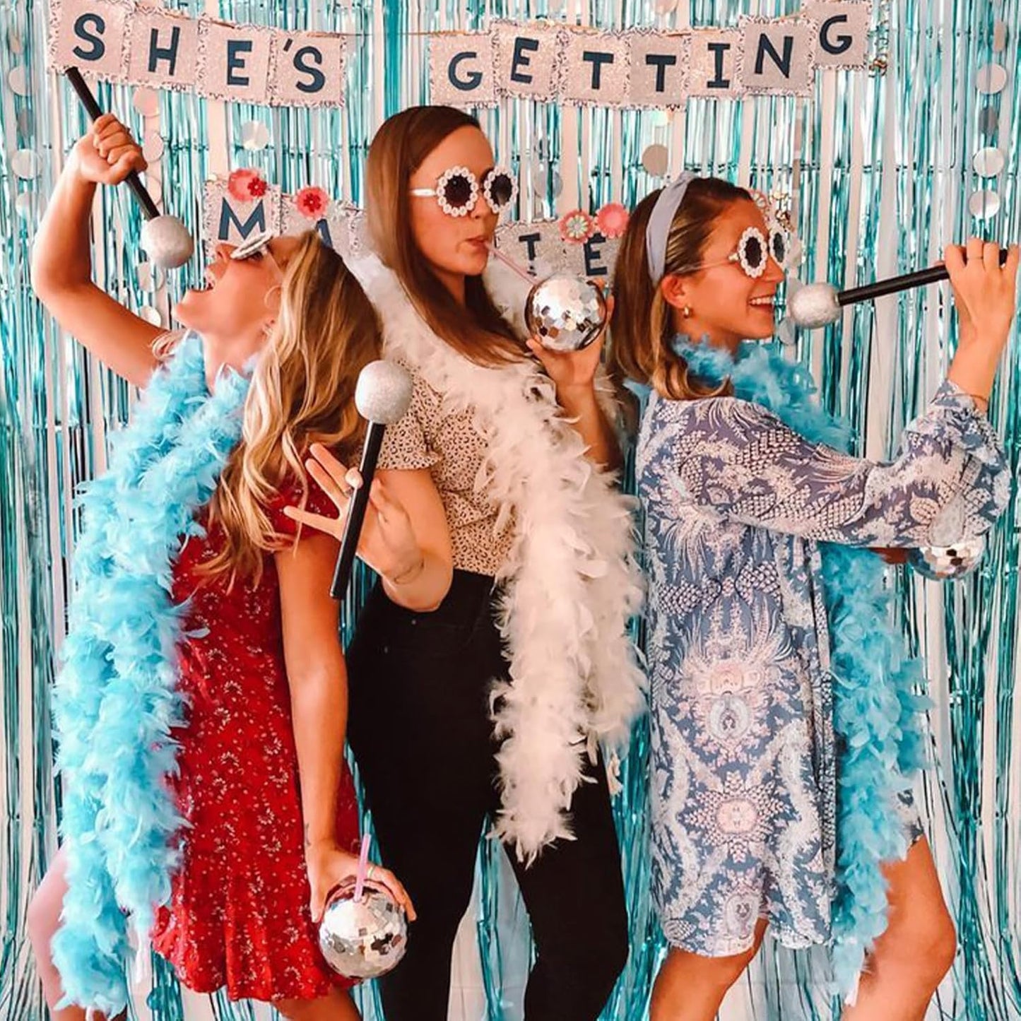 CANREVEL 2 Pack 3.3x8.2 Feet Light Blue Foil Fringe Backdrop Curtains, Tinsel Streamers Birthday Party Decorations, Fringe Backdrop for Birthday Baby Shower Mermaid Under The Sea Ocean Frozen Party