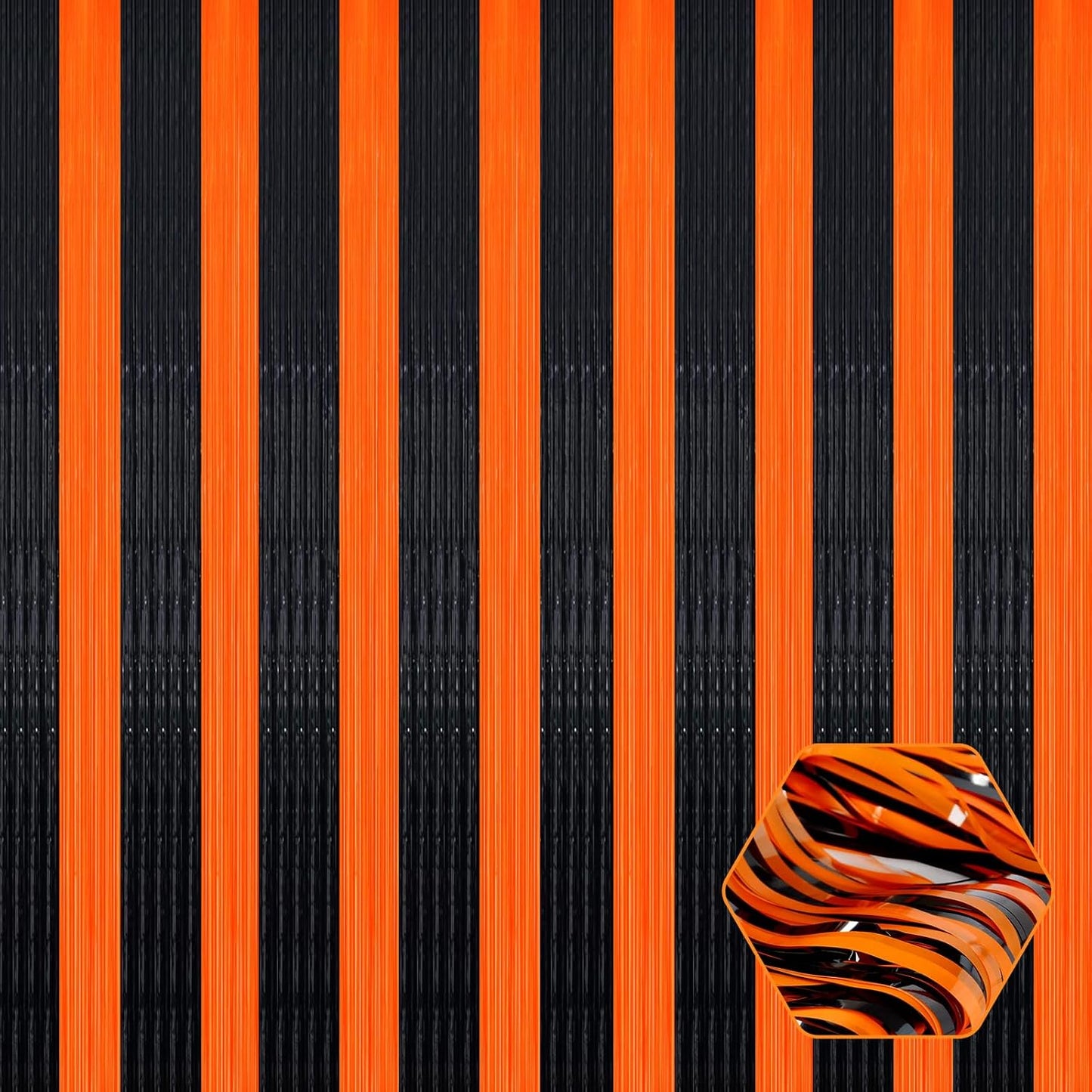 3 Pack Black Orange Foil Fringe Curtain Backdrop, 3.28Ft x 8.2Ft Metallic Tinsel Foil Fringe Streamer Curtains for Photo Booth, Christmas Day, Thanksgiving, Wedding, New Year Party Decorations