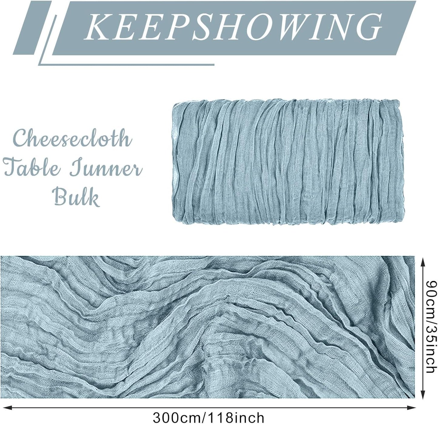 6 Pack Cheesecloth Table Runner 10Ft Christmas Gauze Boho Table Runners for Wedding Decor Bridal Shower Decorations Baby Shower Party(35" x 120")