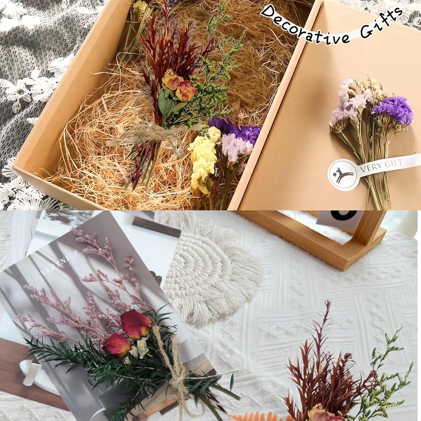 CROISSANT Mini Dried Flower Bouquet 24PCS, Mixed Natural Mini Dried Flowers Bundles,Dried Flower Mixed Bouquet Suitable for Handmade DIY Greeting Card Decoration,Multi-Purpose Craft Flowers