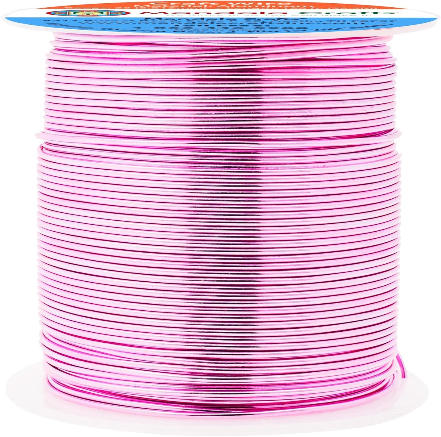 Mandala Crafts 20 Gauge Anodized Aluminum Craft Wire for Jewelry Making - 100 FT Colored Flexible Pink Wire - Bendable for Bonsai Armature Crafting Sculpting