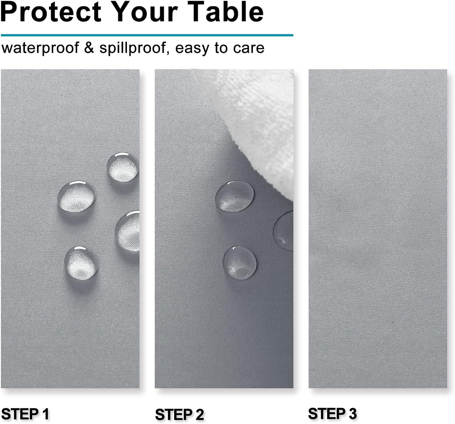 Hiasan Silver Grey Rectangle Tablecloth - Waterproof and Spillproof Washable Fabric Table Cloth for Dining Room Kitchen Party and Outdoor, 70 x 90 Inch