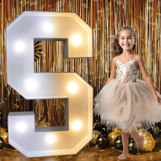 Pooqla 3FT Marquee Light Up Letters, LED Big Mosaic Marquee Letters 3 Feet, Giant LED Sign for Balloons Birthday Anniversary Wedding Party Decoration, Cool White and Warm White Letter S