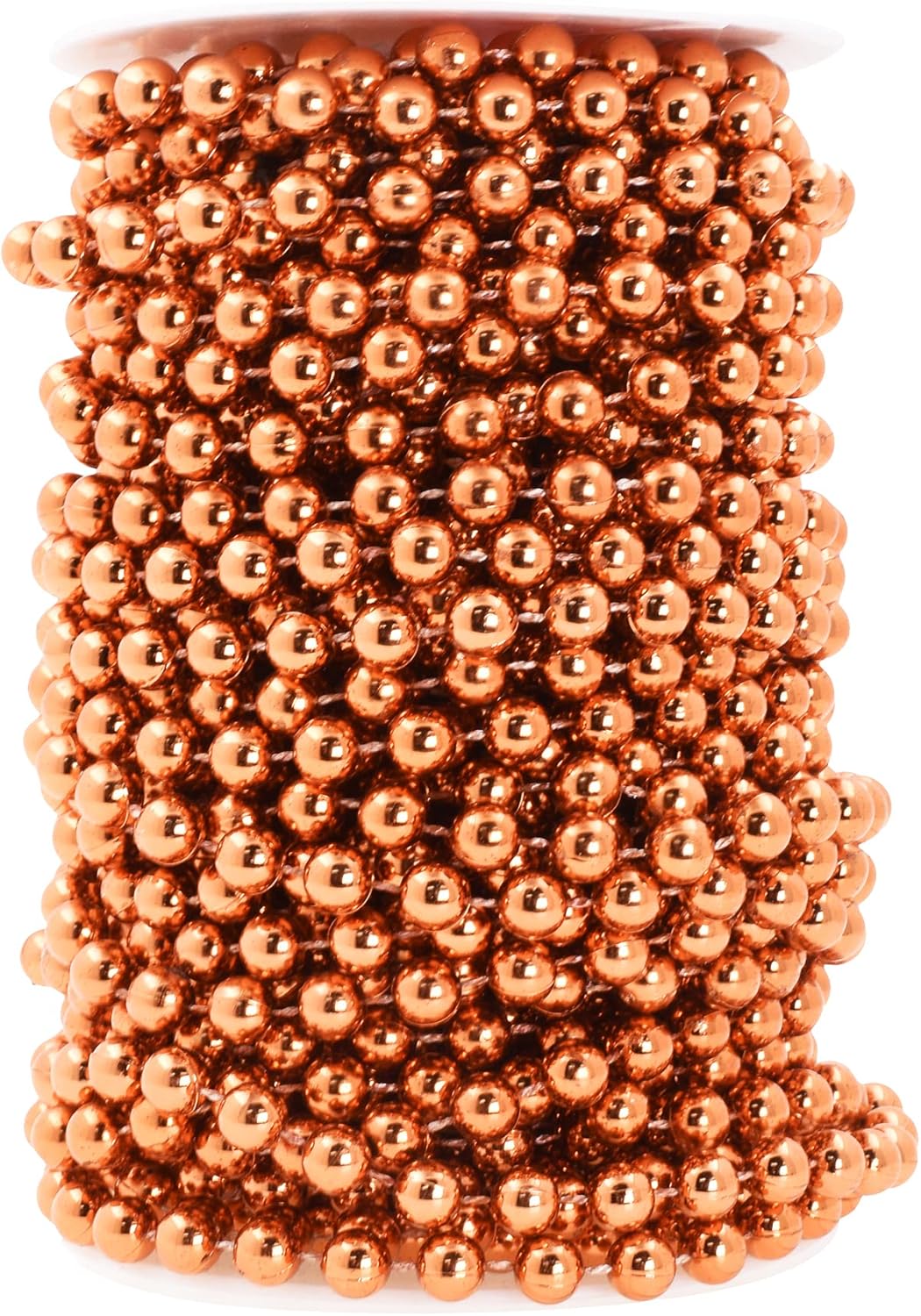 Mandala Crafts 8mm Faux Copper Pearl Beads Roll - 20 Yards Strand of Fake Pearls Chain Garlands Spool String for Christmas Tree, Wedding, Party, Vases, DIY Decoration