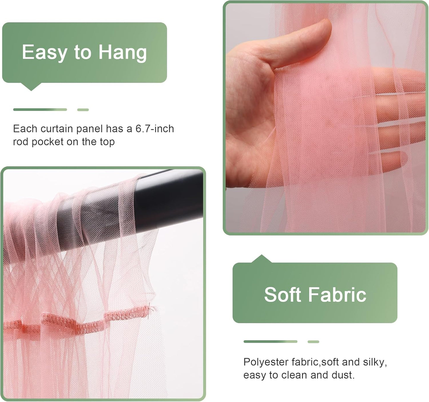 Tulle Backdrop Curtain with Lights String 10FT X 8FT Peach Sheer Tulle Backdrop Curtains for Wedding Birthday Party Reception Photo Booth Background Decorations (2 Panels 5x8FT)