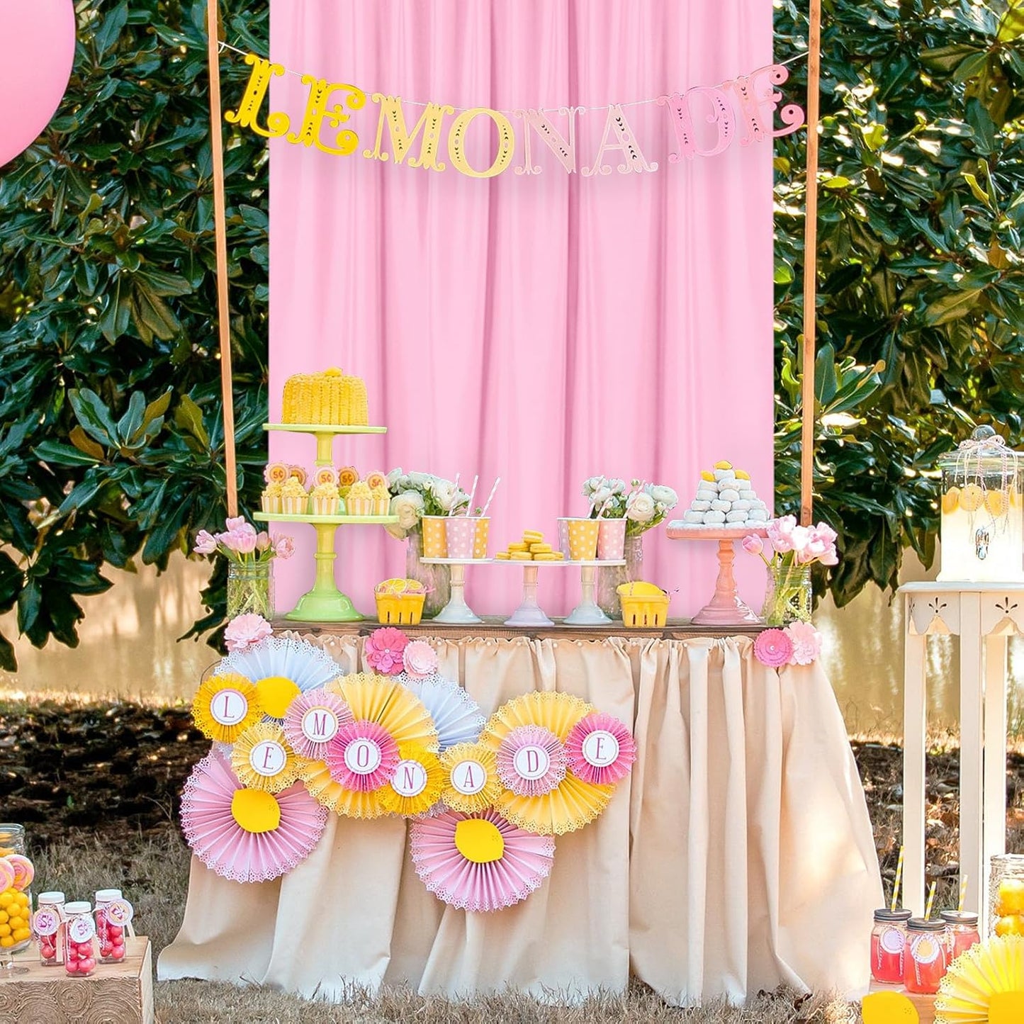 DWCN 10x8 FT Pink Backdrop Curtains for Parties, Photography Backdrop Drapes with Rod Pockets for Wedding Decorations Stage Birthday Family Gatherings, 2 Panels 5ft x 8ft