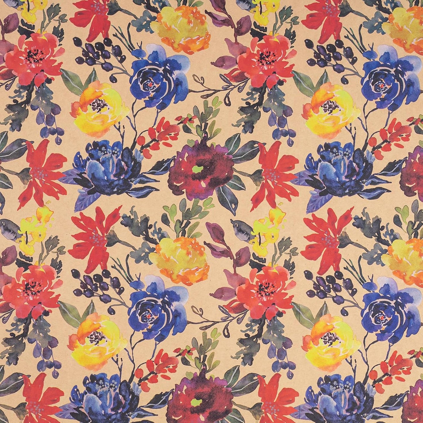 RUSPEPA Watercolor Floral Wrapping Paper, 17 Inches x 16. 4 Feet, Mini Roll, Flower Kraft Wrapping Paper Roll for Women, Girls, Spring, Birthdays, Baby Shower and Bridal Shower