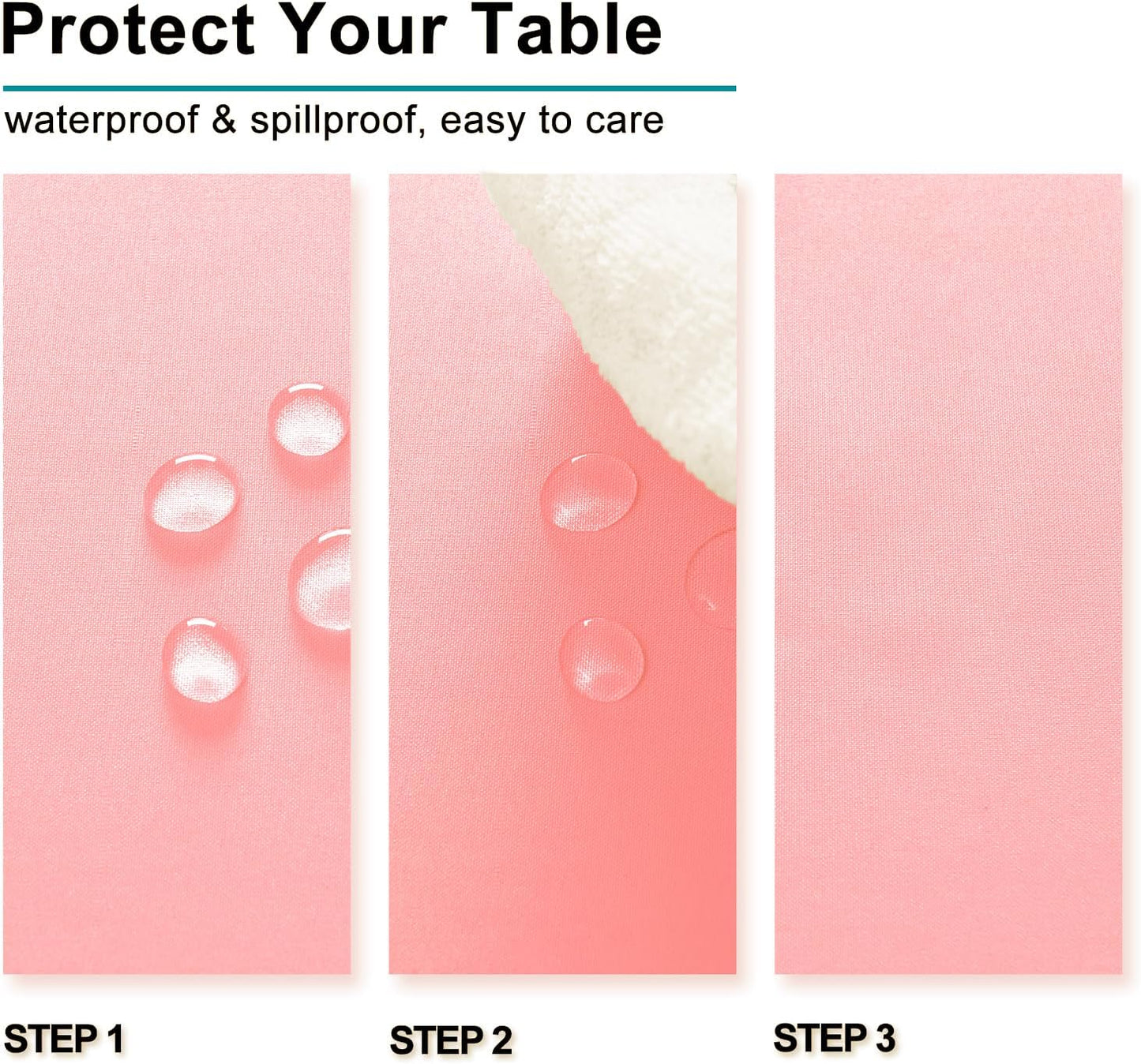 Hiasan Rose Pink Tablecloth for Square Tables - Waterproof and Spillproof Washable Fabric Table Cloth for Dining Room Kitchen Party, 40 x 40 Inch